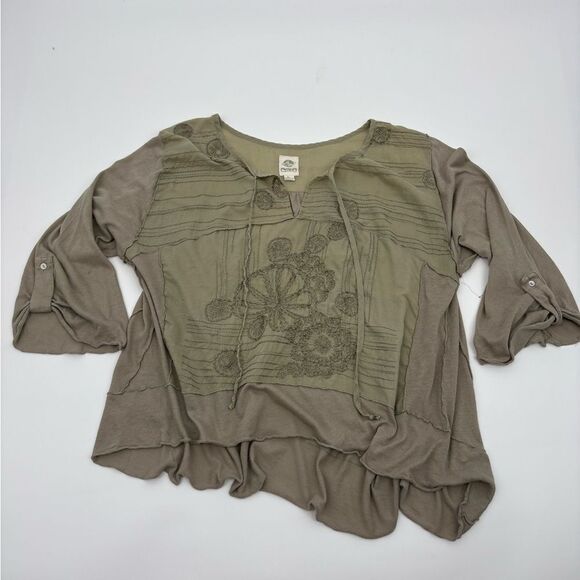 Anthropologie Tops - Anthropologie | TINY brand | Olive Green Embroidered Women's Top | size large